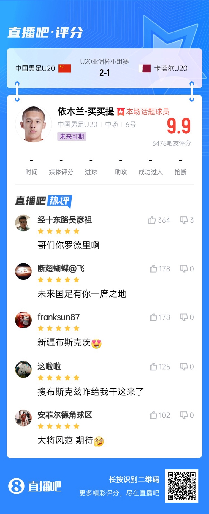  依木蘭+陳澤仕泰山中場連線！19歲依木蘭獲封：新疆布斯克茨！