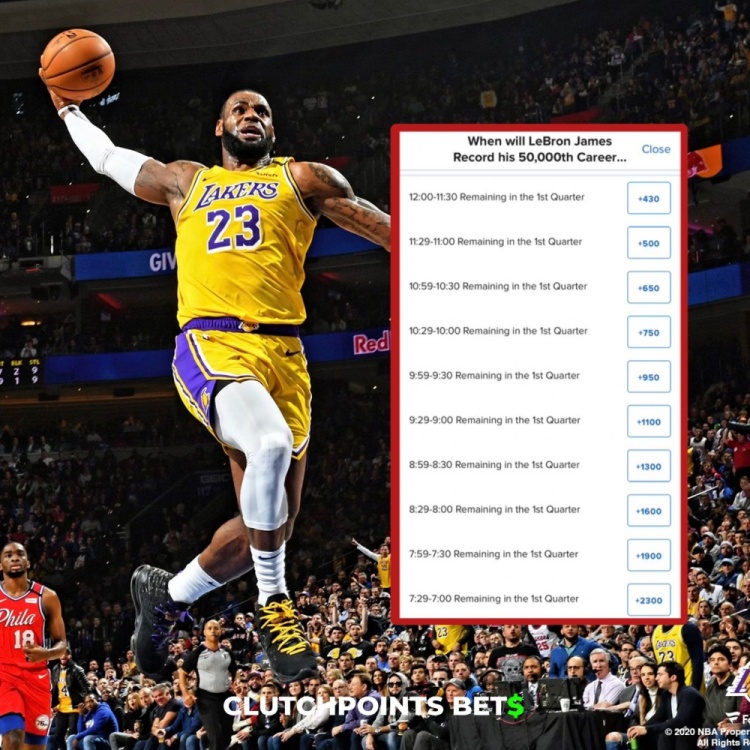  僅差1分！詹姆斯今日何時破五萬分賠率：開場30秒內(nèi)最被看好