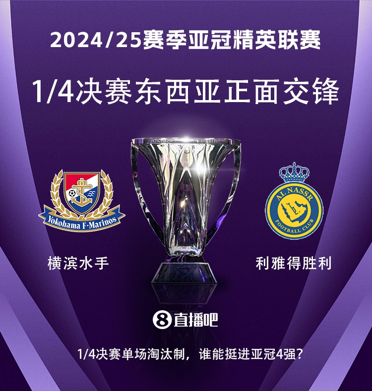  亞冠1/4決賽對(duì)陣：利雅得勝利vs橫濱水手，C羅vs安德森-洛佩斯！