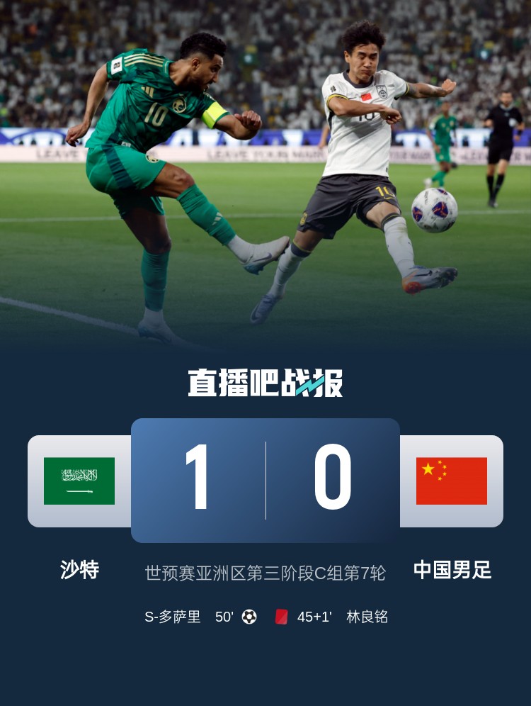  1-0小勝國(guó)足終結(jié)沙特在18強(qiáng)賽191天的進(jìn)球荒，上次進(jìn)球也是戰(zhàn)國(guó)足